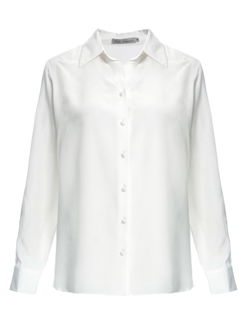 Camisa Clássica de Seda Branca Tamanho 38