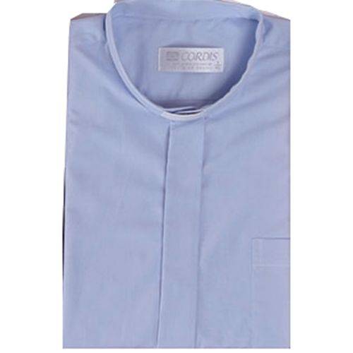 Camisa Clerical Tradicional Manga Curta - Azul