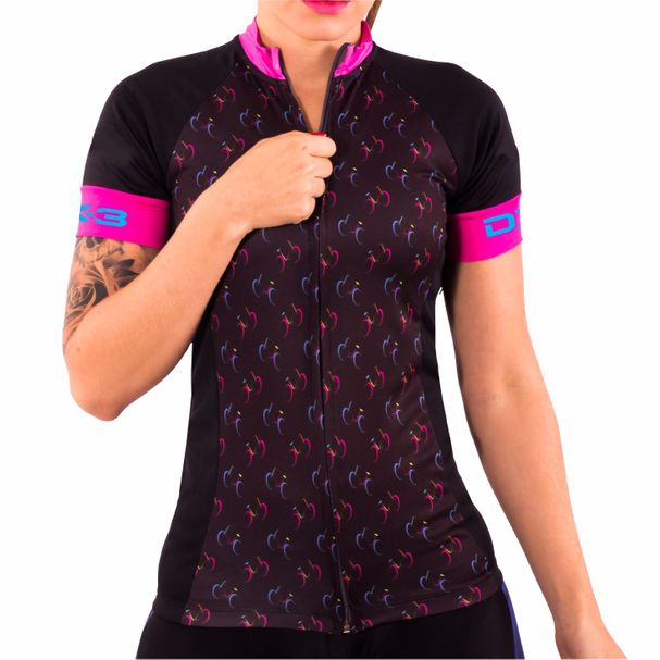 Camisa de Ciclismo Montop DX3 - Feminina - Preta / Color