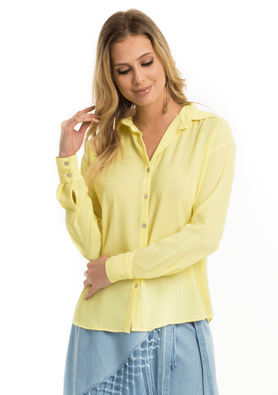 Camisa de Crepe Básica - Amarelo P