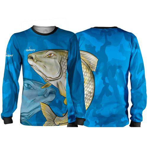 Camisa de Pesca Esportiva Quisty Piapara a Lutadora das Águas Camuflado - Dryfit - Proteção UV