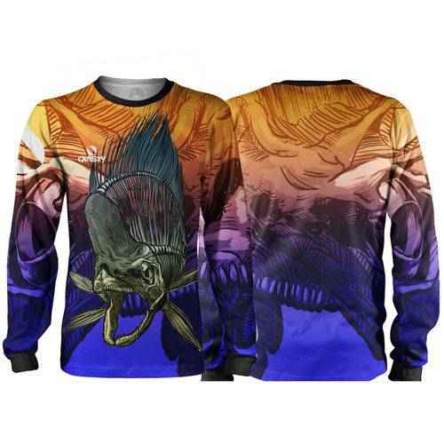 Camisa de Pesca Esportiva Quisty Skull Fishing Dourado do Mar - Dryfit - Proteção UV