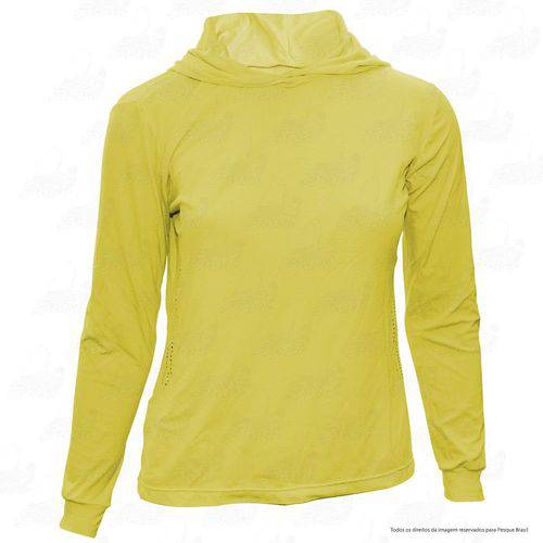 Camisa de Pesca Feminina Ballyhoo com Capuz com Proteção Solar Filtro Uv Cor Amarela