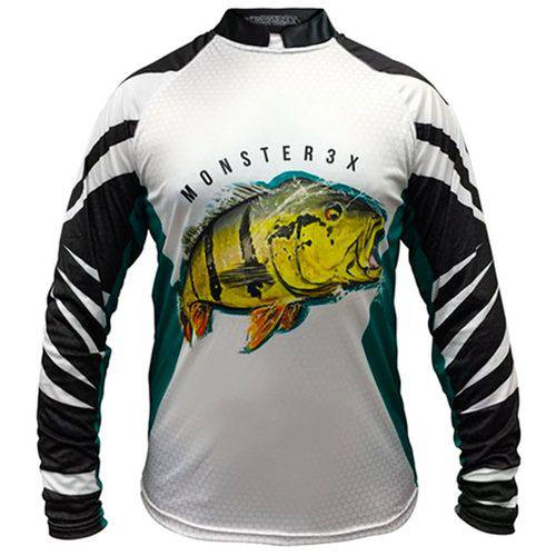 Camisa de Pesca Monster 3x New Fish 07 Tucunaré 2 com Proteção Solar Uv