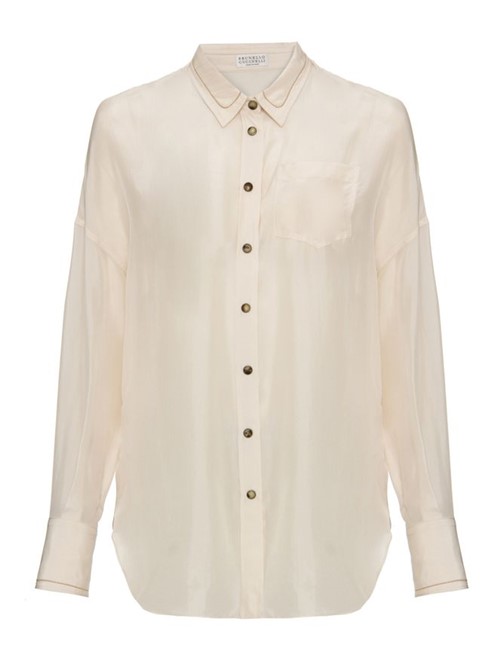 Camisa de Seda Off White Tamanho S