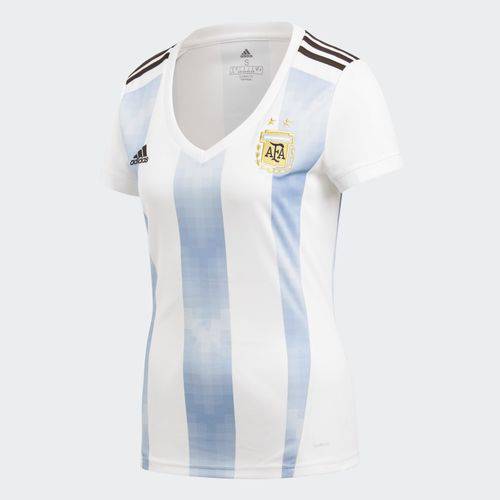 Camisa Feminina Argentina Adidas Branca e Azul Celeste I 2018 2019 Copa do Mundo Rússia BQ9302