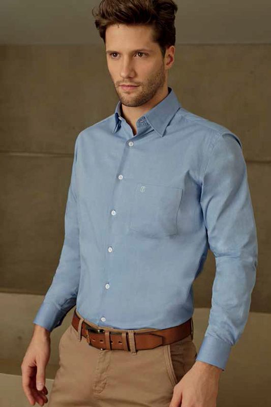 Camisa Individual Comfort Fit com Bolso Azul Tam. 4