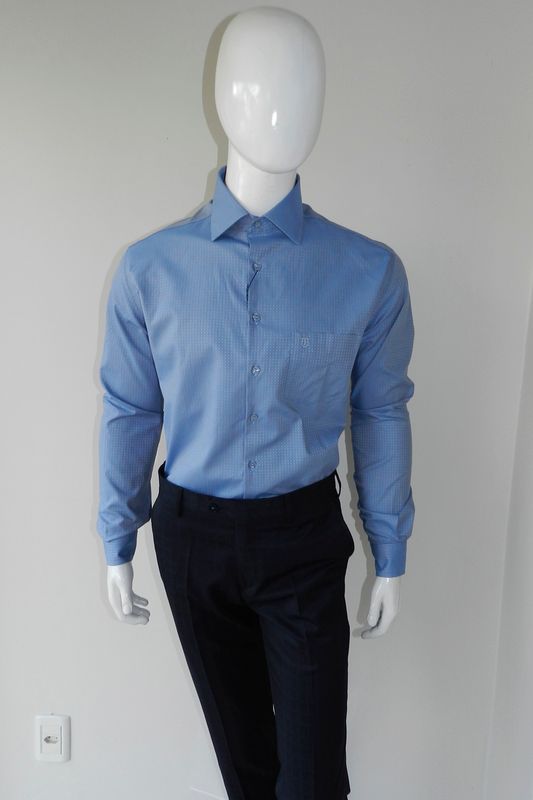 Camisa Individual Comfort Fit com Bolso Maquinetada Azul Tam. 04