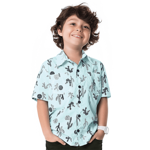 Camisa Infantil Cata-Vento Cactos Azul 06