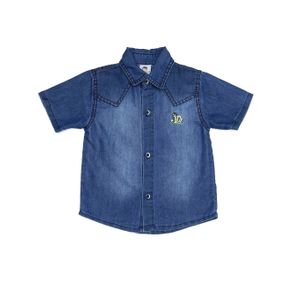 Camisa Jeans Manga Curta Infantil para Menino - Azul 2