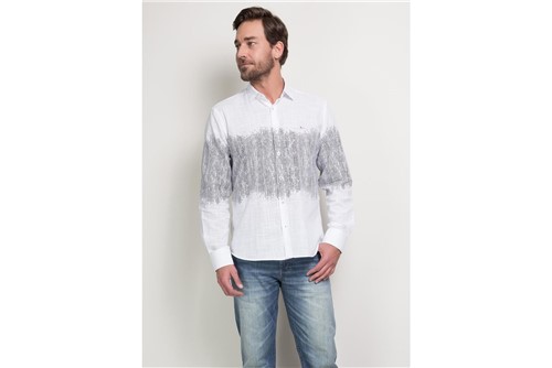 Camisa Jeanswear Slim Silk Listras - Branco - P