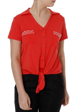 Camisa Manga Curta Feminina Autentique Vermelho