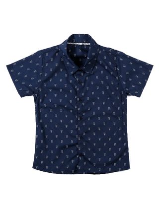 Camisa Manga Curta Infantil para Menino - Azul Marinho