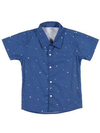 Camisa Manga Curta Infantil para Menino - Azul