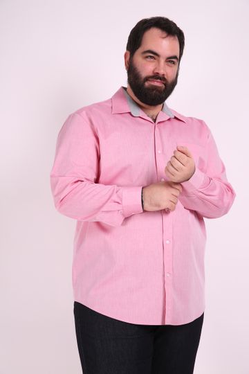 Camisa Manga Longa Chambray Fio 50 Plus Size Rosa 8