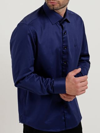 Camisa Manga Longa Masculina Azul Marinho