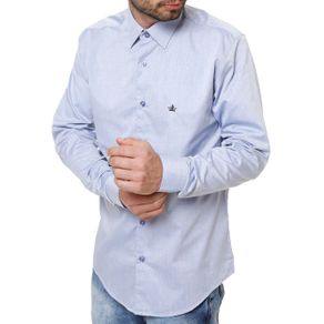 Camisa Manga Longa Masculina Azul P