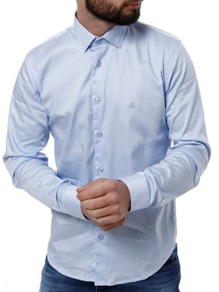 Camisa Manga Longa Masculina Azul