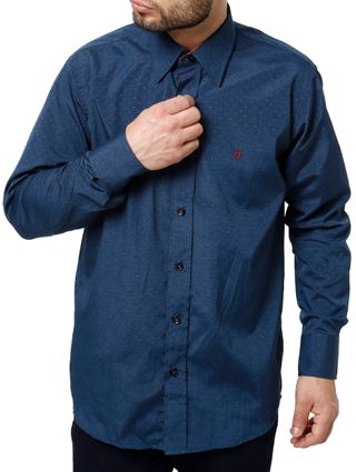 Camisa Manga Longa Masculina Azul