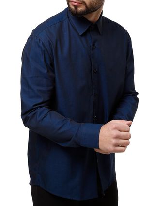 Camisa Manga Longa Masculina Elétron Azul
