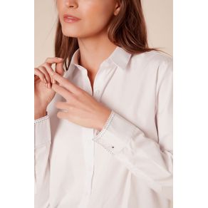 Camisa Manga Longa Pesponto Branco - 36