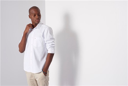 Camisa Menswear com Bolso - Branco - M