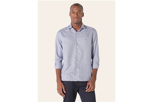 Camisa Menswear Jacquard - Azul - P