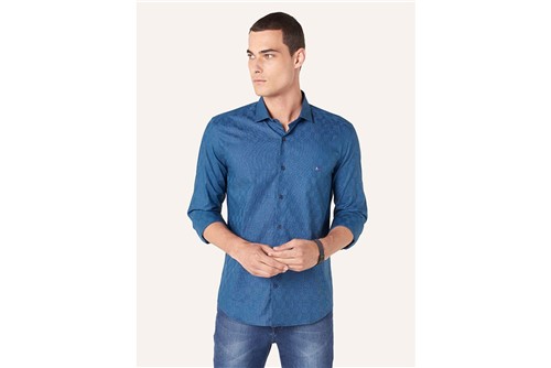 Camisa Menswear Maquineta - Azul - M