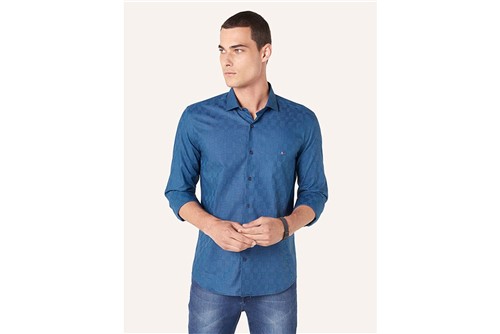 Camisa Menswear Maquineta - Azul - P