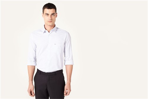 Camisa Menswear Tricoline Listrado - Branco - P