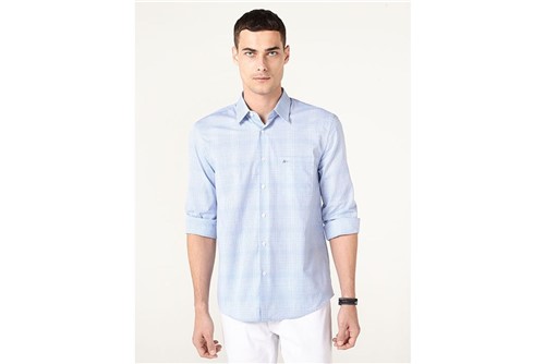 Camisa Menswear Tricoline Xadrez - Azul - P