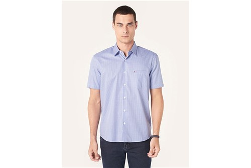Camisa Menswear Xadrez com Bolso - Azul - M