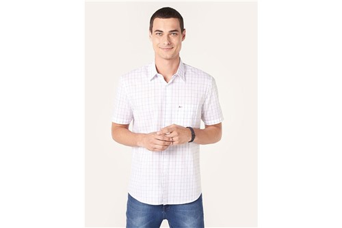Camisa Menswear Xadrez com Bolso - Branco - P