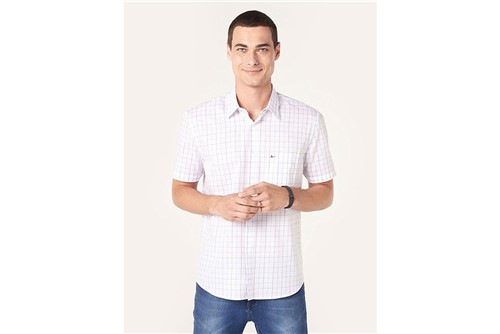 Camisa Menswear Xadrez com Bolso - Branco - M