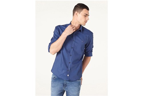 Camisa Night Slim Jacquard Bic - Azul - GG
