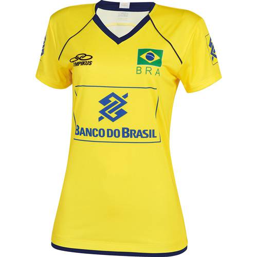 Camisa Oficial de Jogo S/Nº Seleção Feminina de Vôlei - Amarelo/Marinho - Olympikus