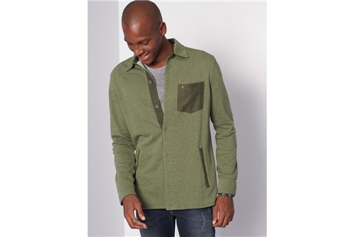 Camisa Overshirt Detalhe Chamois - Verde - G