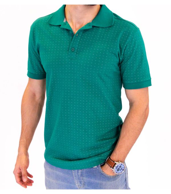 Camisa Pau a Pique Polo Estampada Verde VERDE - GG