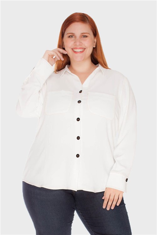 Camisa Pesponto Aloha Plus Size Off White-48/50