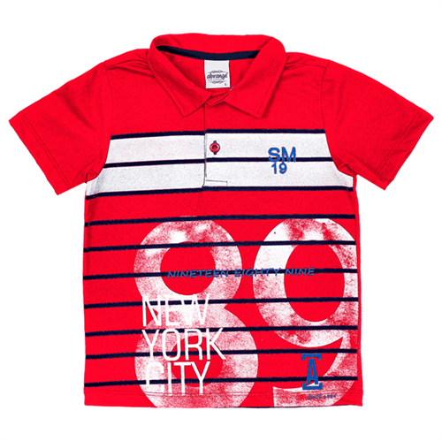 Camisa Polo Infantil Abrange Listras Vermelho 04