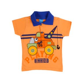 Camisa Polo Infantil para Bebê Menino - Laranja M