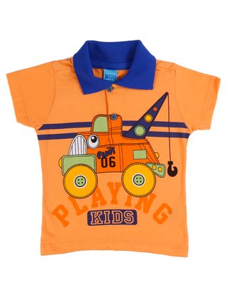 Camisa Polo Infantil para Bebê Menino - Laranja