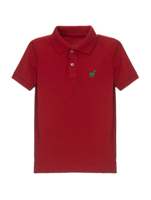 Camisa Polo Lhama Stretch Boys de Algodão Vermelha Tamanho 2