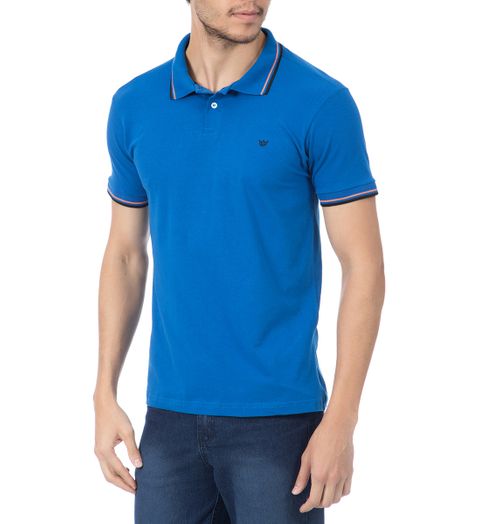 Camisa Polo Masculina Azul Detalhada - GG