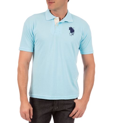 Camisa Polo Masculina Azul Detalhada - M