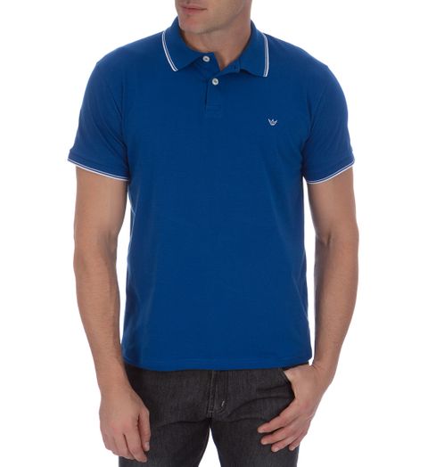 Camisa Polo Masculina Azul Detalhada - P