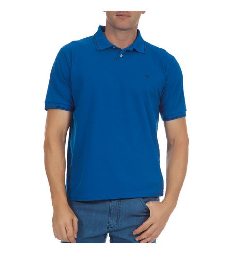 Camisa Polo Masculina Azul Lisa - P