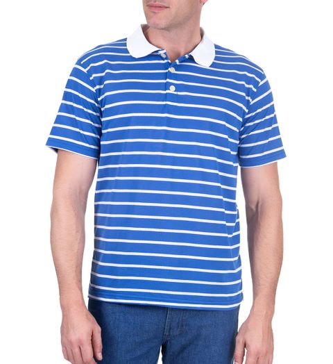 Camisa Polo Masculina Azul Listrada - G