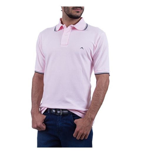Camisa Polo Masculina Rosa Lisa - P