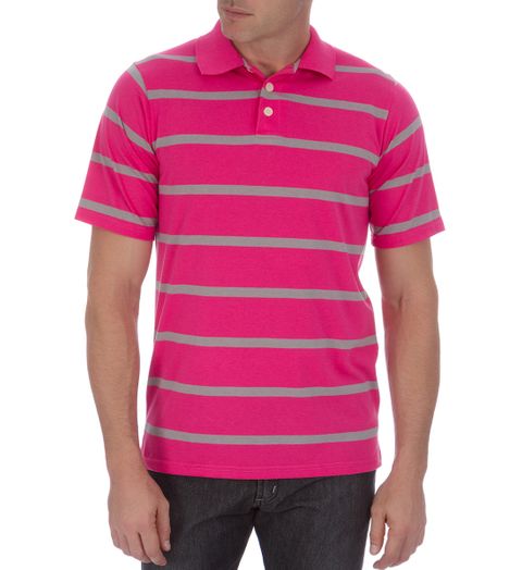 Camisa Polo Masculina Rosa Listrada - M